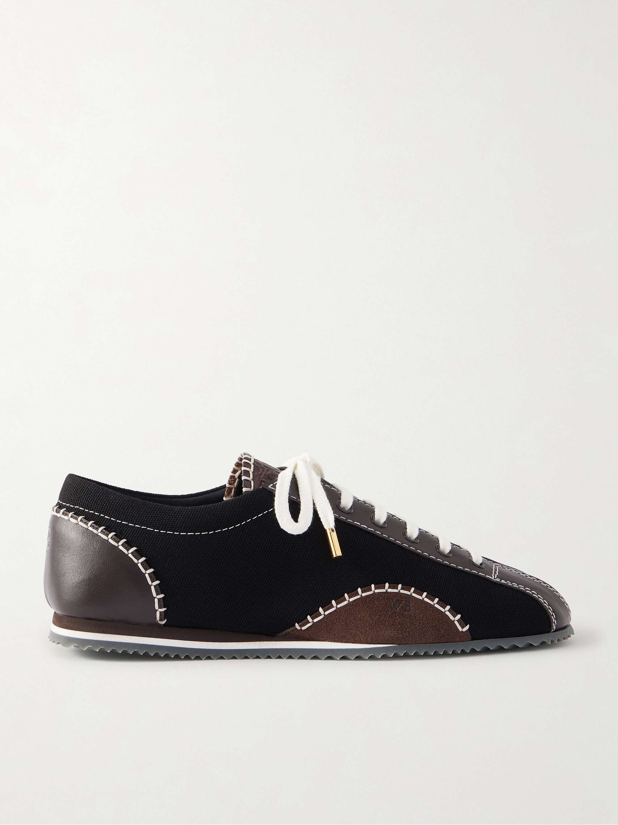 Paris Suede-Trimmed Leather and Canvas Sneakers