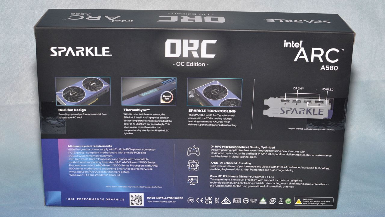 Intel Arc A580 photos and unboxing