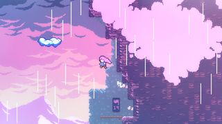 Madeline jumping into the air in Celeste.