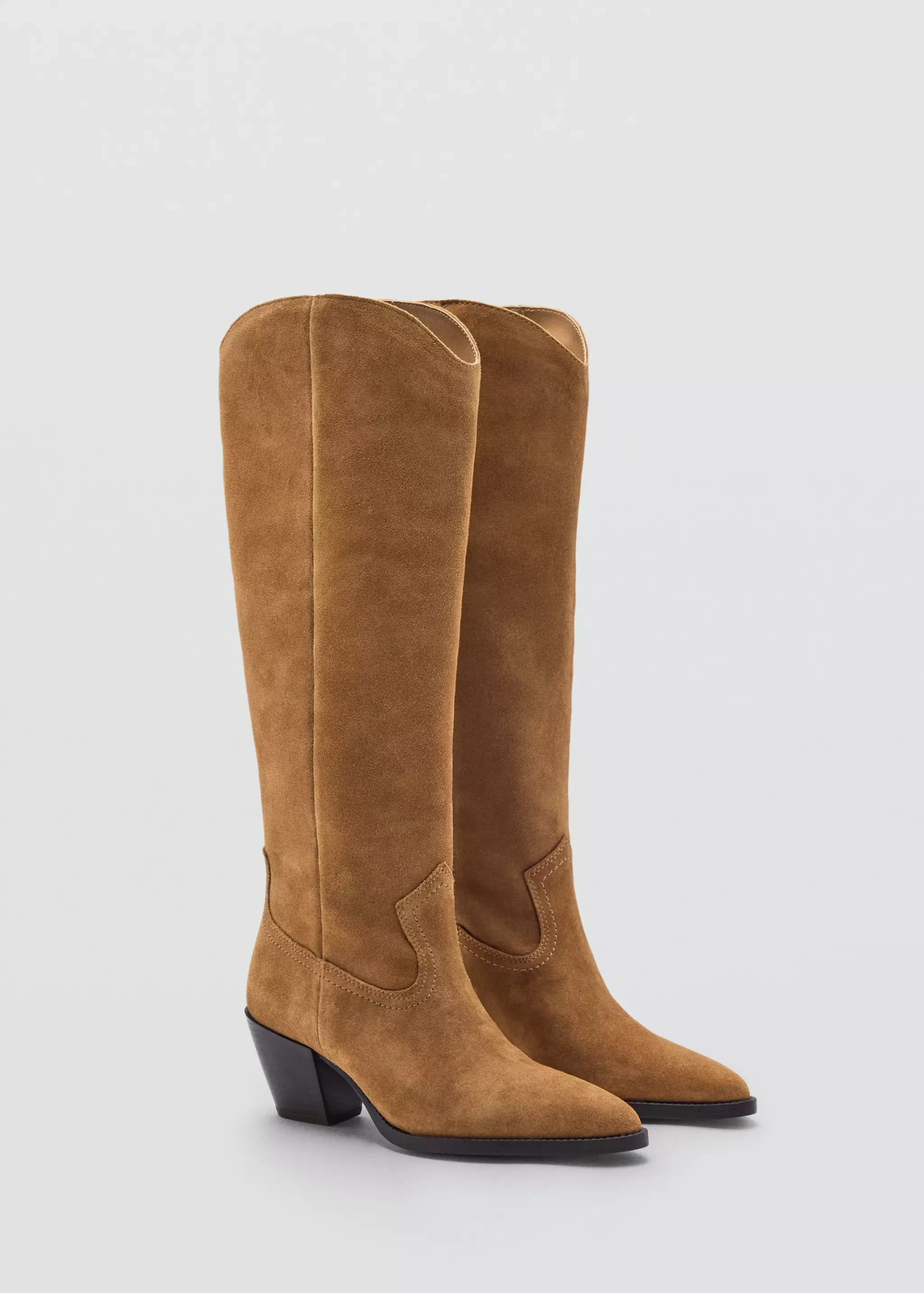 Suede Boot With Block Heel - Women | Mango United Kingdom