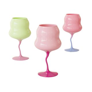 Squiggly pastel wine glasses