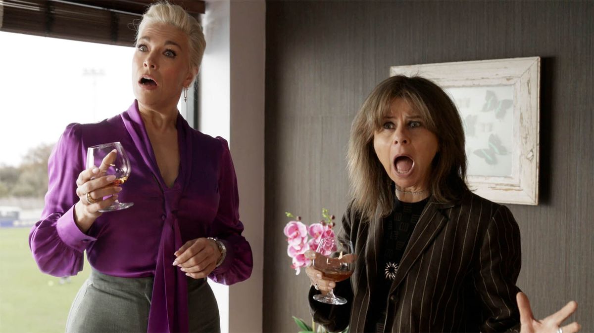 Rebecca and Zelda with mouths open in Ted Lasso season 4 episode 7