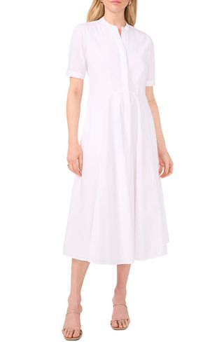 Cotton Poplin Button-Up Midi Dress