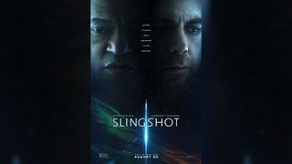 two men's faces against the star-filled blackness of space above the word "slingshot"