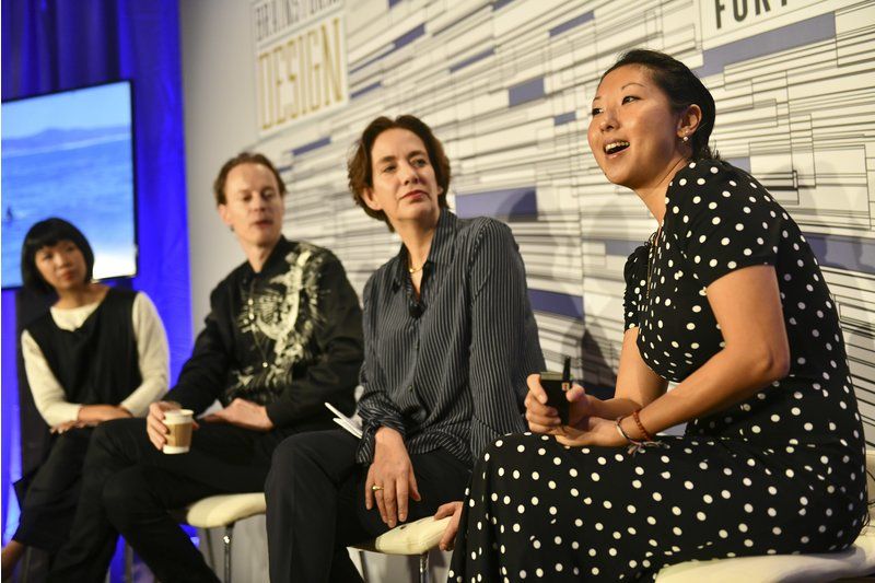 Moderator Pei-Ru Keh, Daan Roosegaarde, Jane Withers, and Beatrix Ong speak at the Brainstorm Design conference in Singapore