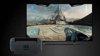 Nintendo Switch 2 docked with TV