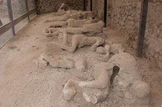 Bodies preserved in ash at Pompeii.
