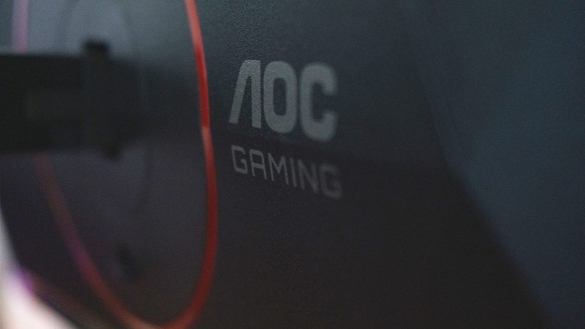 Close up of AOC GAMING Q27G4ZD monitor back logo