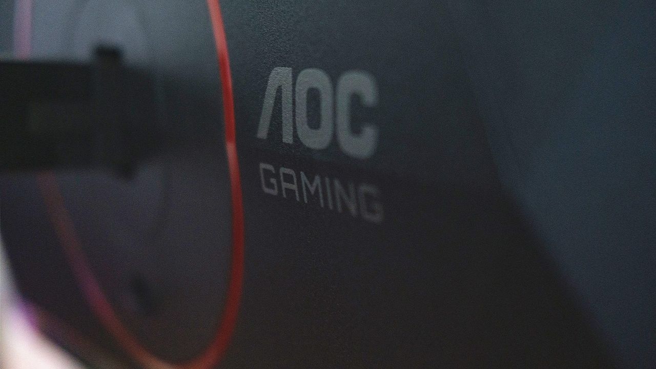 Close up of AOC GAMING Q27G4ZD monitor back logo