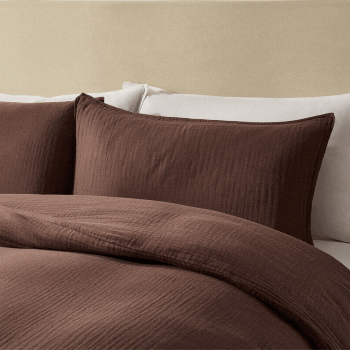 DUSK, Santorini Muslin Duvet Cover &amp;amp; Pillowcase Set in Mocha