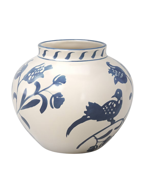 Medium Blue Painted Ceramic Vase