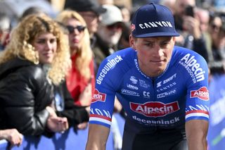 Dutch Mathieu van der Poel of AlpecinDeceuninck pictured at the start of stage 3 of the TirrenoAdriatico cycling race from Follonica to Foligno 216 km in Italy Wednesday 08 March 2023 BELGA PHOTO DIRK WAEM Photo by DIRK WAEM BELGA MAG Belga via AFP Photo by DIRK WAEMBELGA MAGAFP via Getty Images
