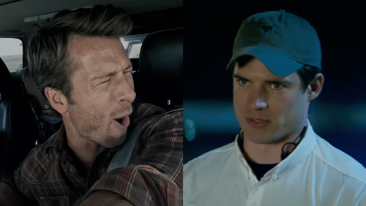 Glen Powell and David Corenswet in Twisters.
