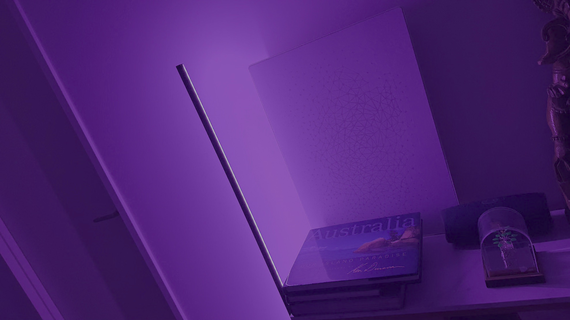 Nanoleaf Smart Multicolor Floor Lamp displaying a purple light hue
