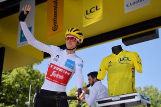 ALBI FRANCE JULY 15 Start Giulio Ciccone of Italy and Team TrekSegafredo White Young Jersey Yellow Jersey Centenary SainteCcile dAlbi Cathedral Detail view during the 106th Tour de France 2019 Stage 10 a 2175km stage from SaintFlour to Albi TDF TDF2019 LeTour on July 15 2019 in Albi France Photo by Justin SetterfieldGetty Images