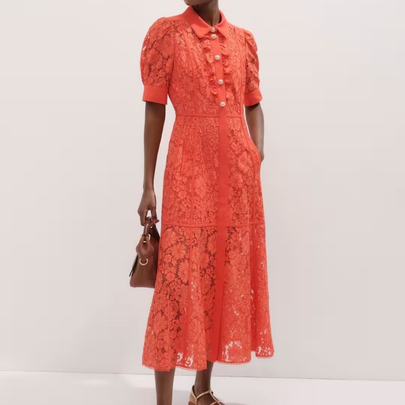 Papaya orange lace dress