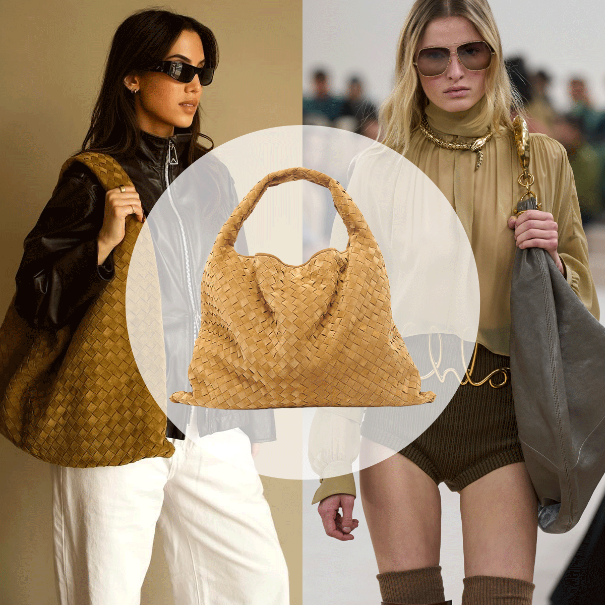 women carry large slouchy handbags from Bottega Veneta and Chloé