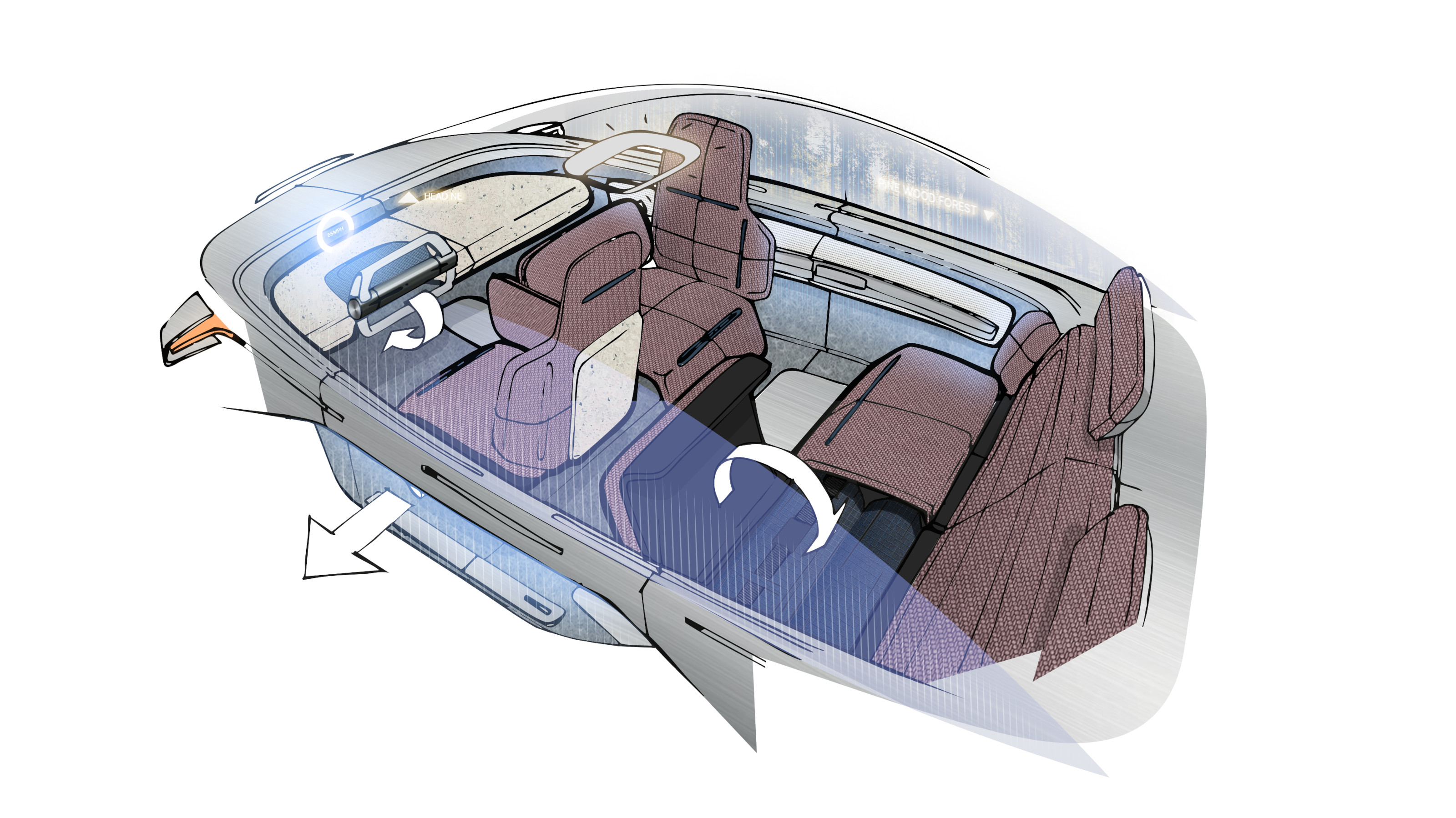 A sketch of NewTerritory&#039;s Kinetic Soul Concept interior