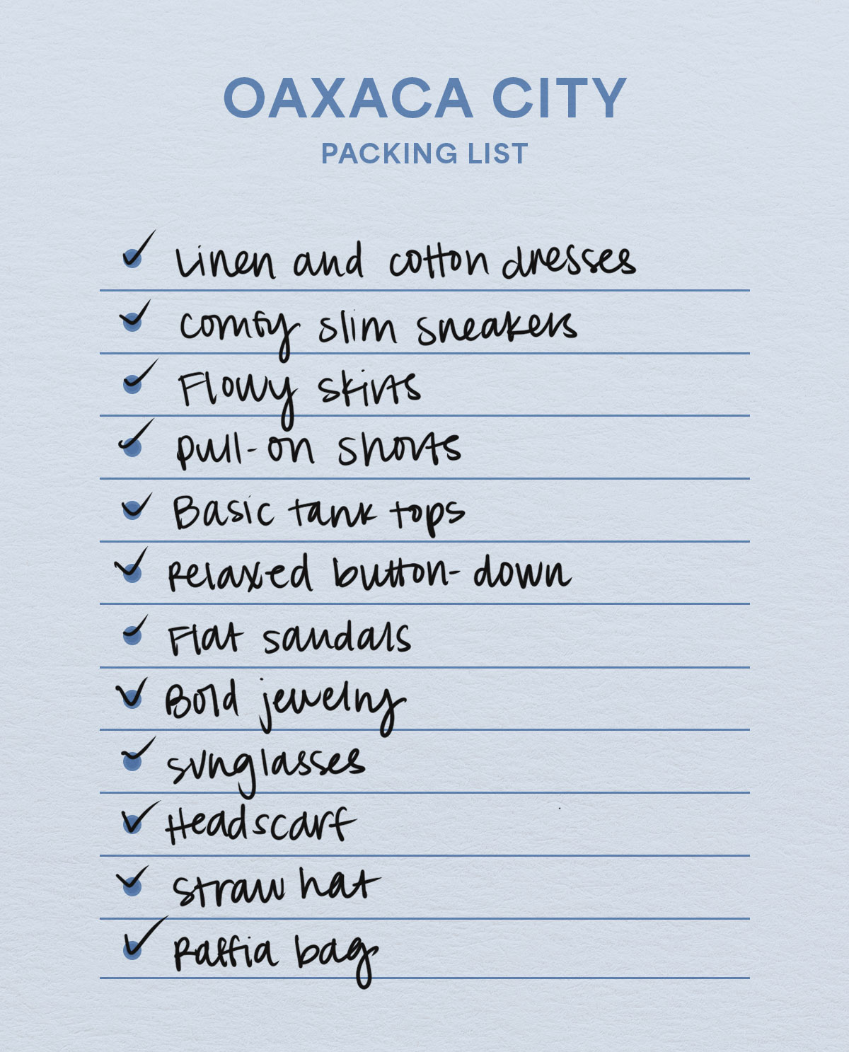 A packing list