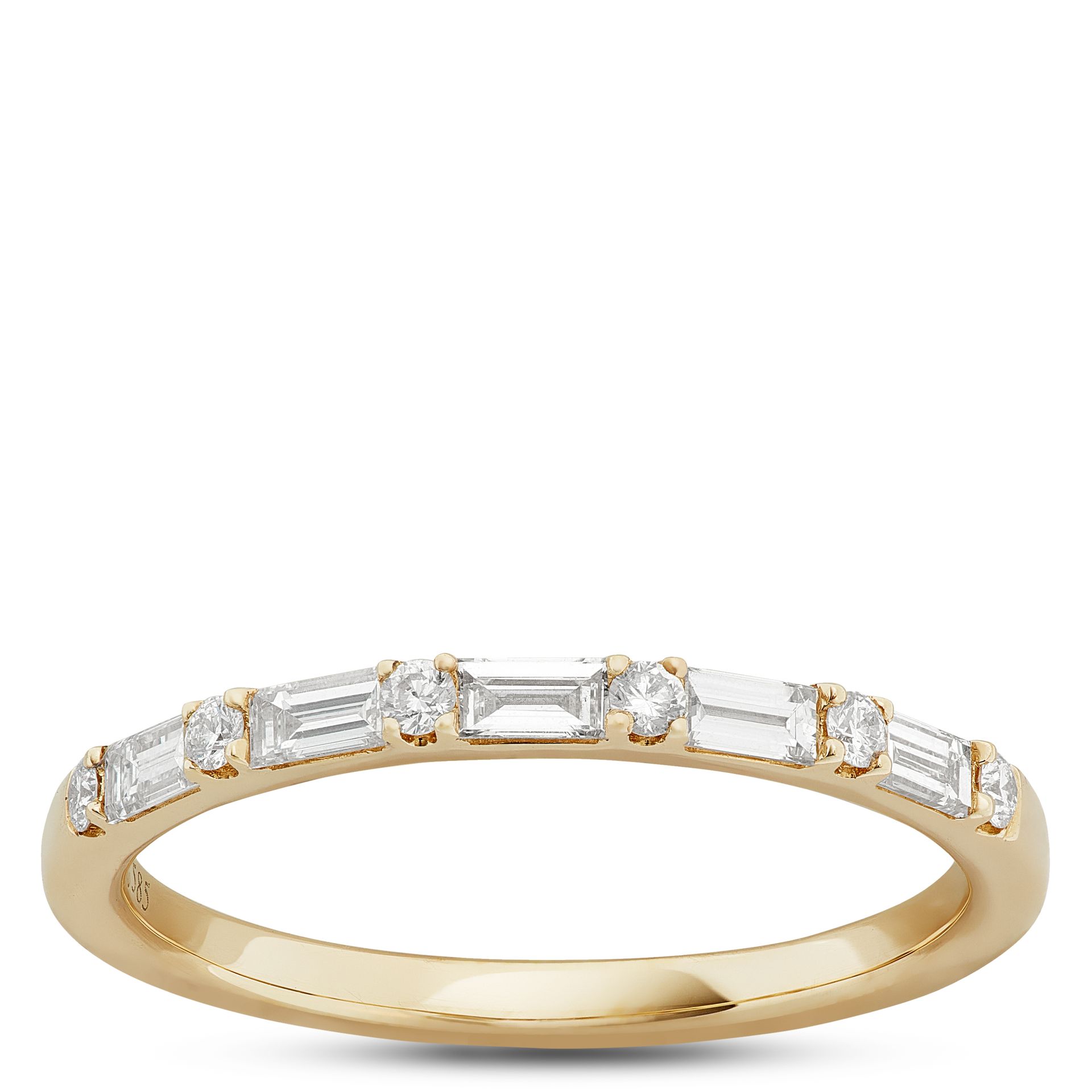 Baguette & Round Diamond Band 14K