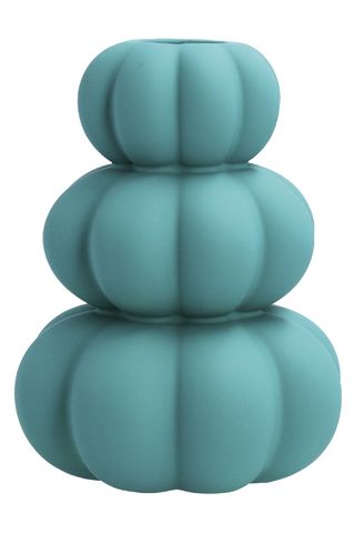 blue fluted sculptural vase 