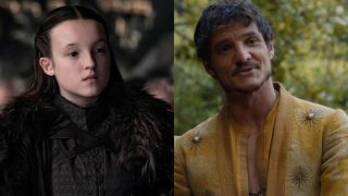 From left to right: Bella Ramsey and Pedro Pascal on Game of Thrones