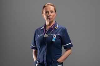 Casualty clinical lead Siobhan looking stern in full uniform.