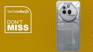 The back of the Nothing Phone 3a Pro on a yellow background