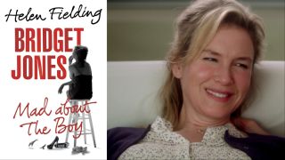 Bridget Jones Mad About The Boy book and screenshot of Renee Zellweger in Bridget Jones' Baby