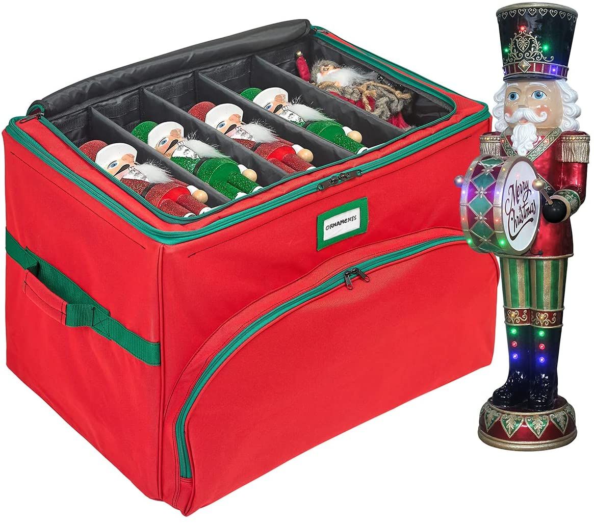 Christmas decoration storage box with nutcrackers inside