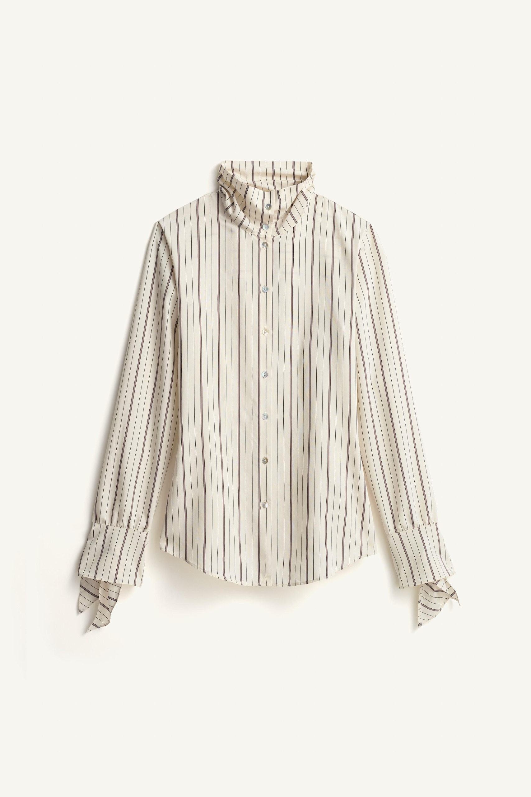 Limited Edition Striped Mock Neck Shirt - Striped - Xs