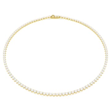 Matrix Tennis Necklace, Round Cut, White, Gold-Tone Plated