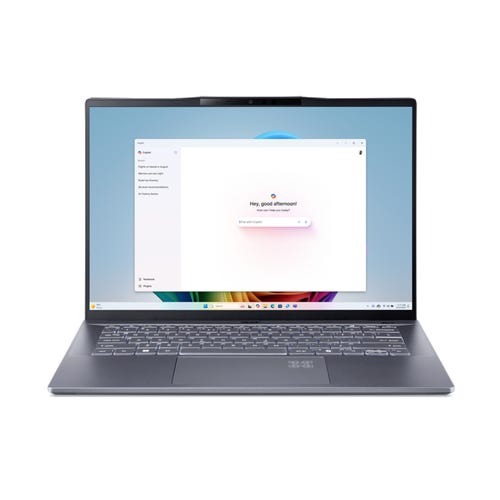 Acer Swift 14 AI laptop open with display active