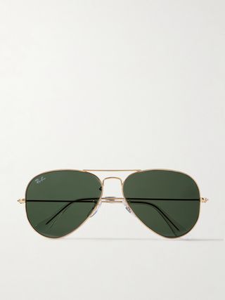 Large Aviator-Style Gold-Tone Sunglasses