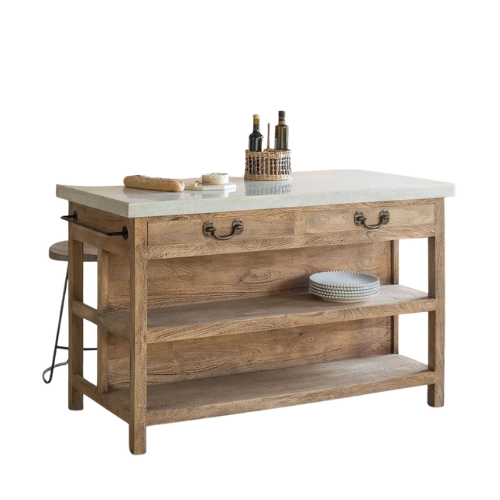 Graham and Green, Aria Marble Topped Kitchen Breakfast Bar