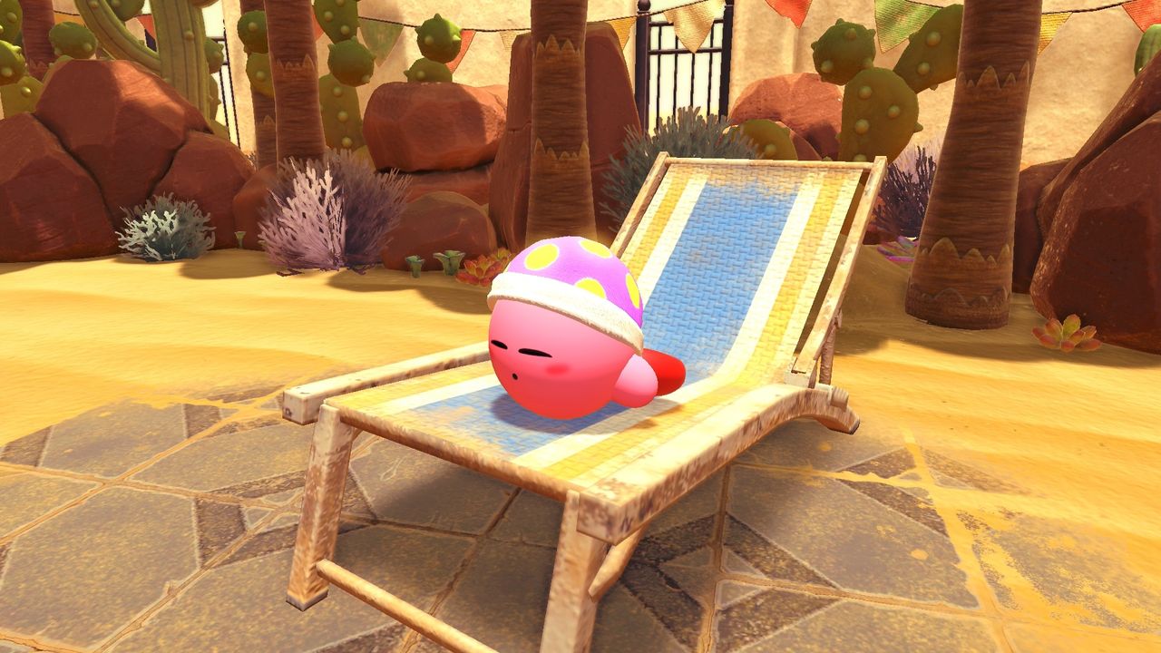 Kirby sleeping in Kirby and the Forgotten Land