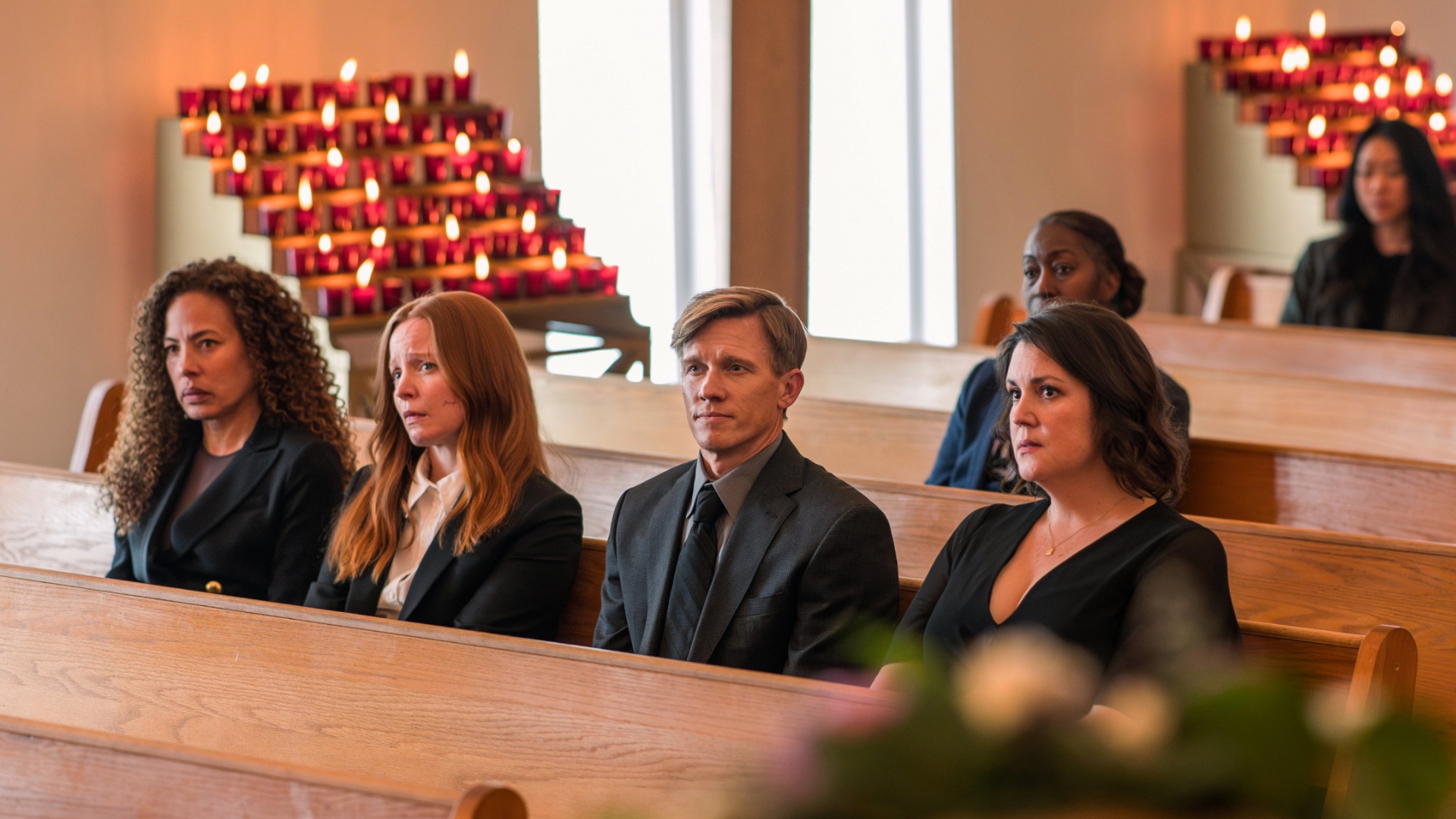 The group attend a funeral in Yellowjackets season 3