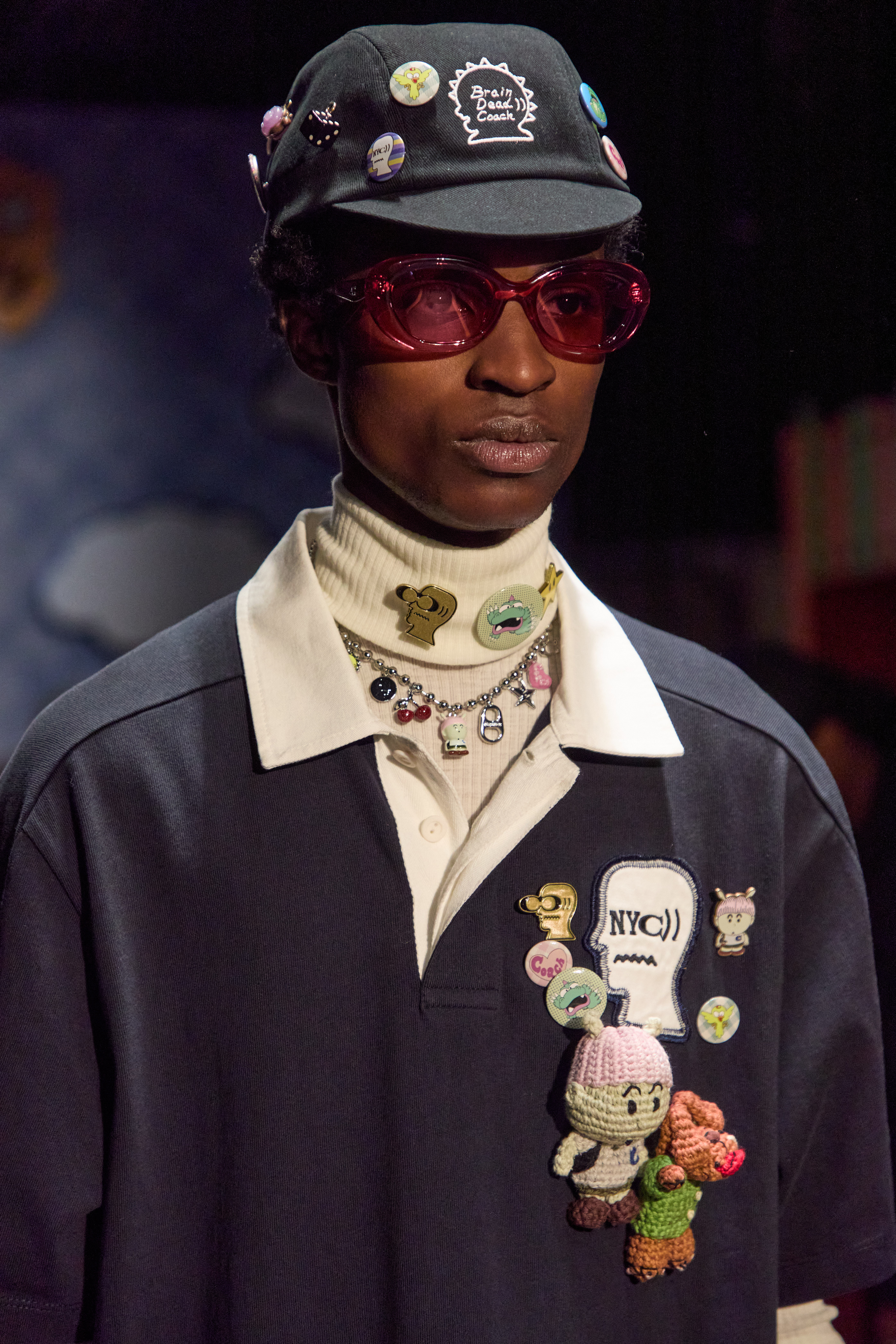 Coach x Brain Dead capsule collection 2026 runway model.