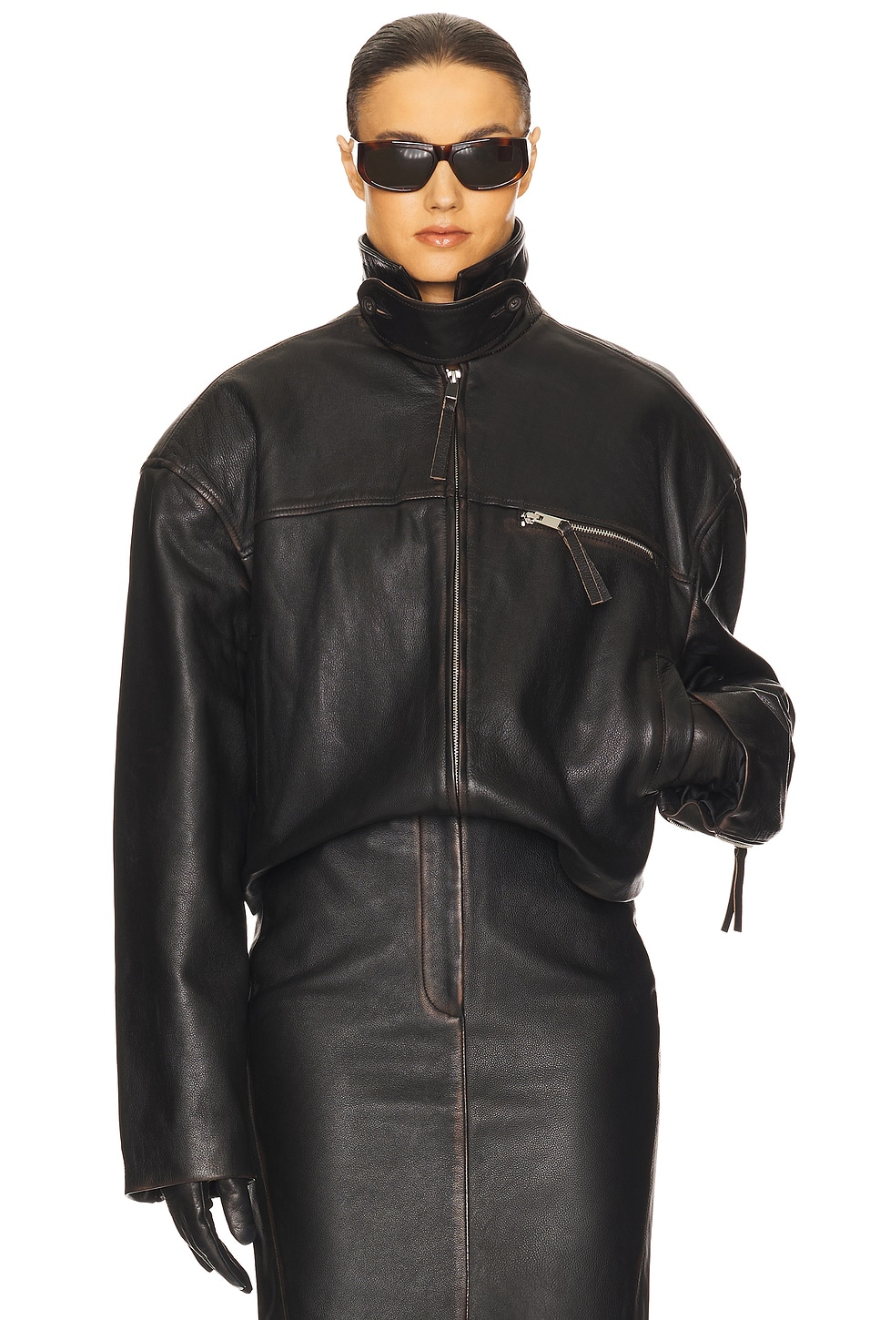 Helsa The Leather Oversized Moto Jacket