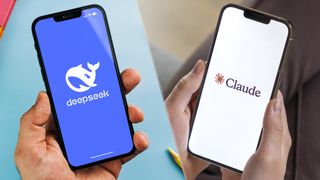 DeepSeek vs. Claude logos on phones