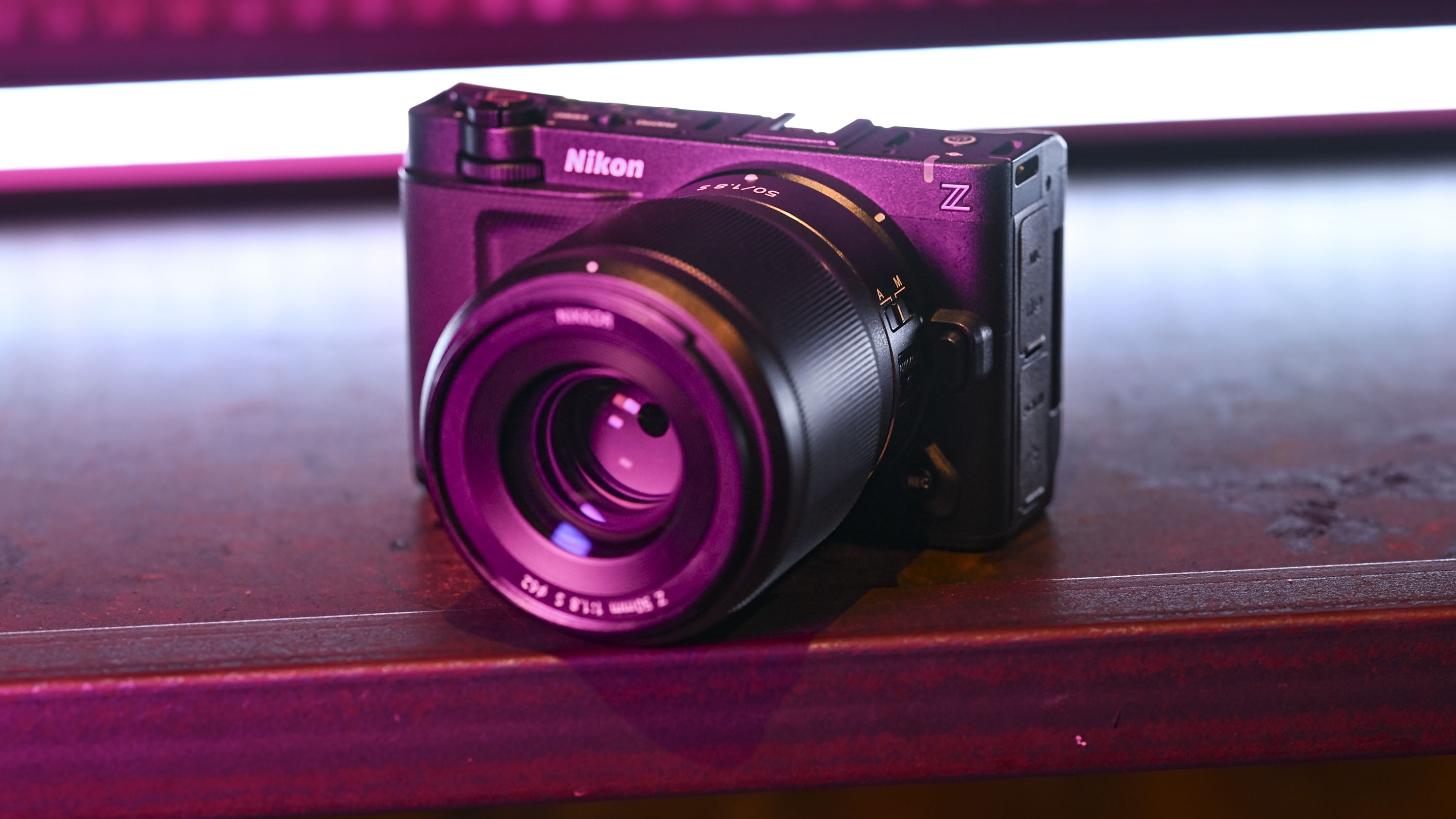 Nikon ZR camera under low key magenta lighting