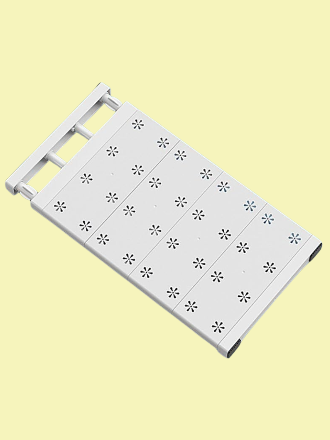 A tension shelf from Amazon with floral imprints