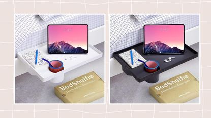 Three different Bedshelfie options on grid background