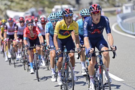 Tour de Suisse 2021 85th Edition 6th stage iesch Disentis Sedrun 1301 km 11062021 Richard Carapaz ECU Ineos Grenadiers Rohan Dennis AUS Ineos Grenadiers photo Peter De VoechtPNBettiniPhoto2021