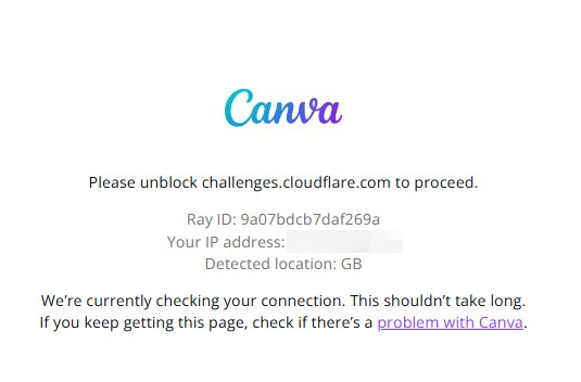 Canva Cloudflare issue