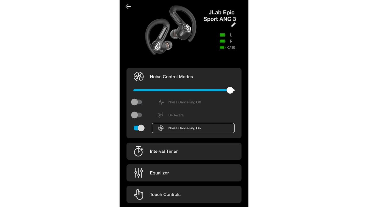 a screenshot of the main menu from the JLab app
