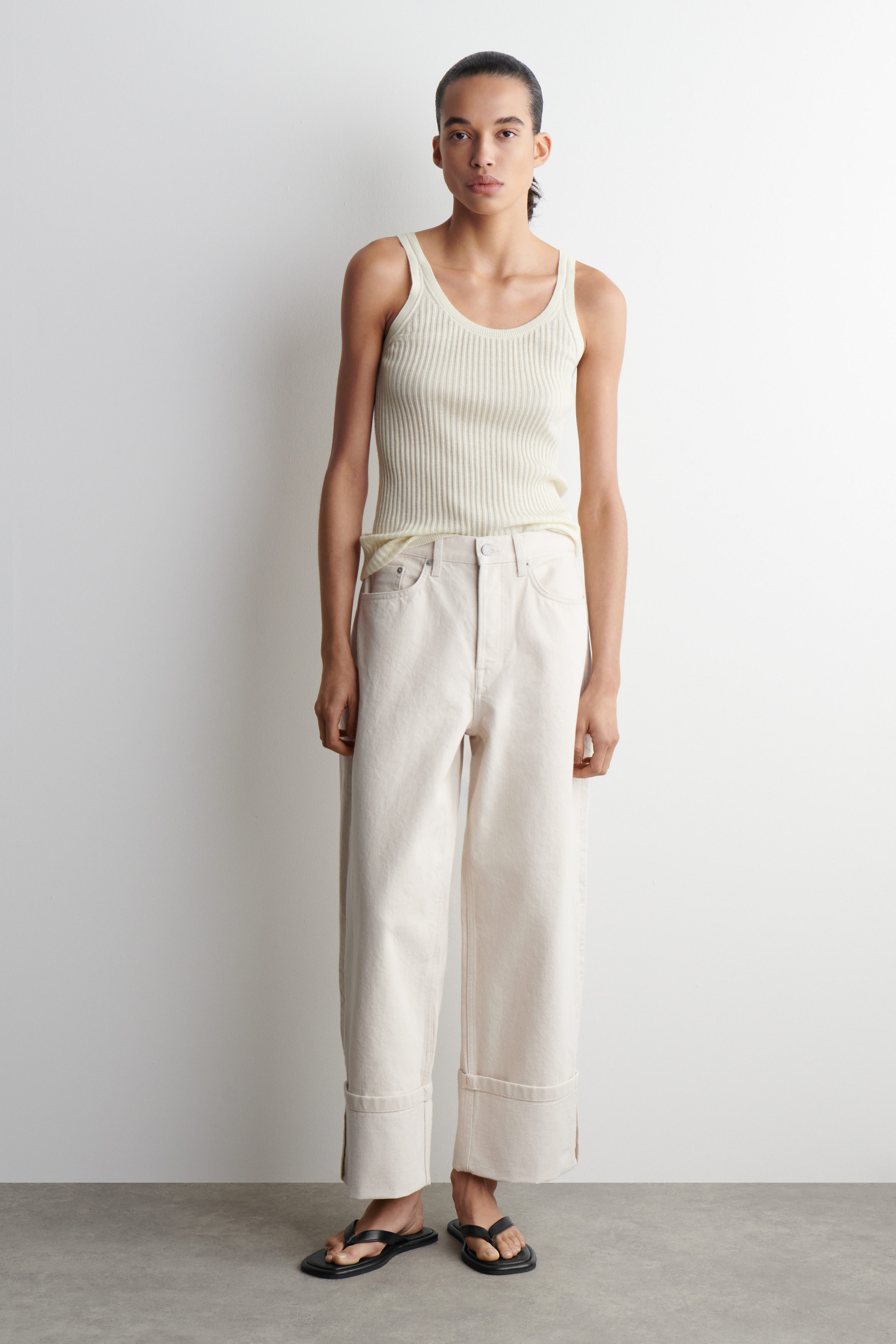 Facade Turn-Up Straight-Leg Jeans