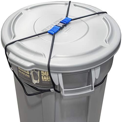 Encased Outdoor Bin Lid Lock for Animals, Heavy Duty Bungee Cord Strap for Large Wheelie Bin Lock (trash Can Not Included)