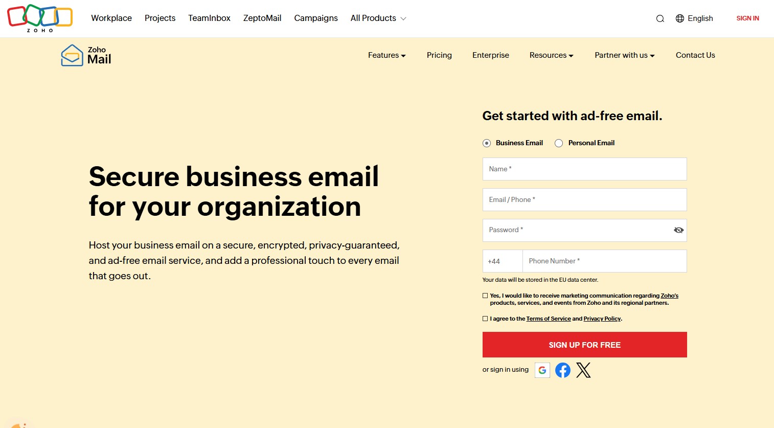 Zoho website