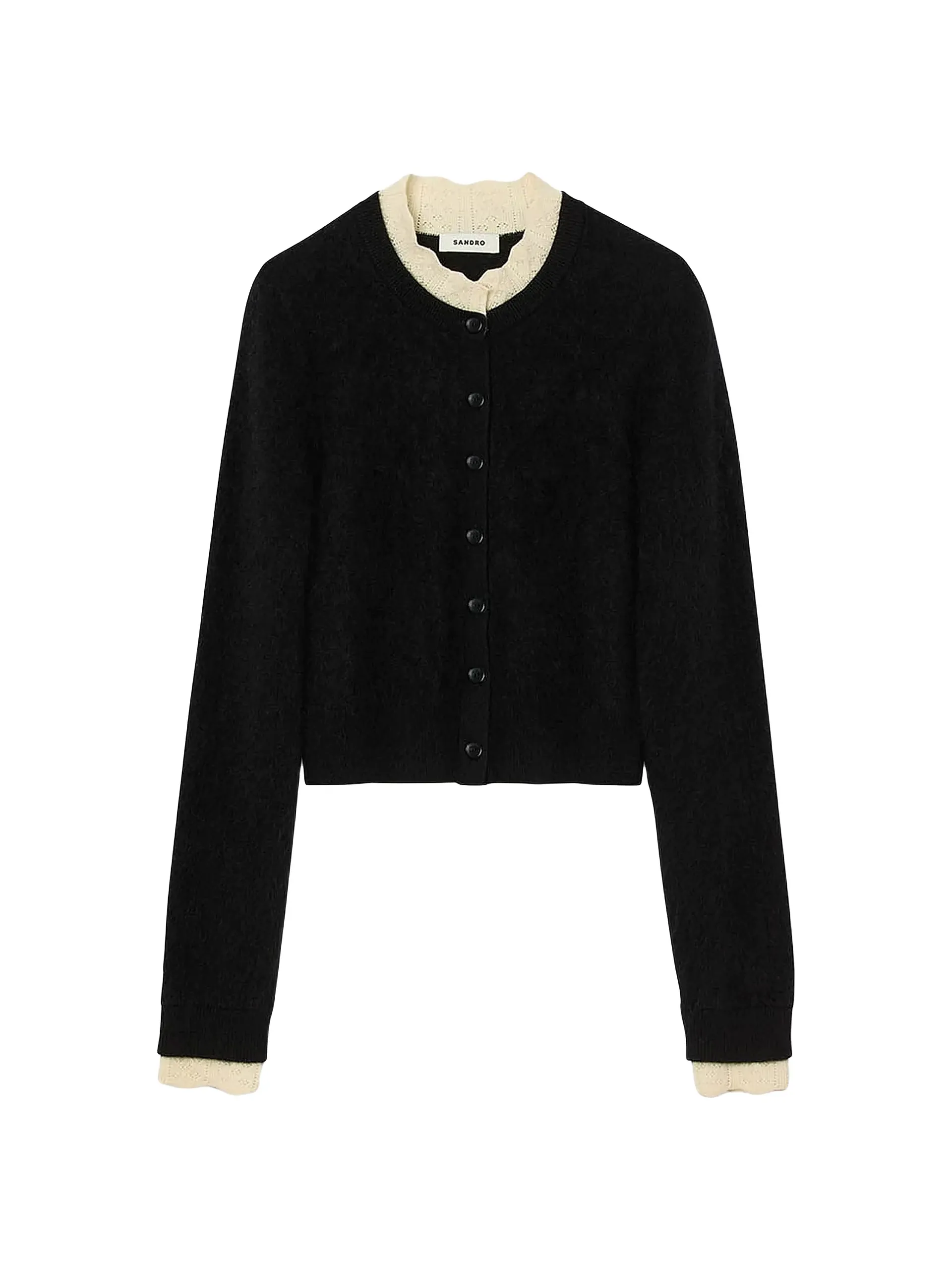 Pointelle Collar Cardigan